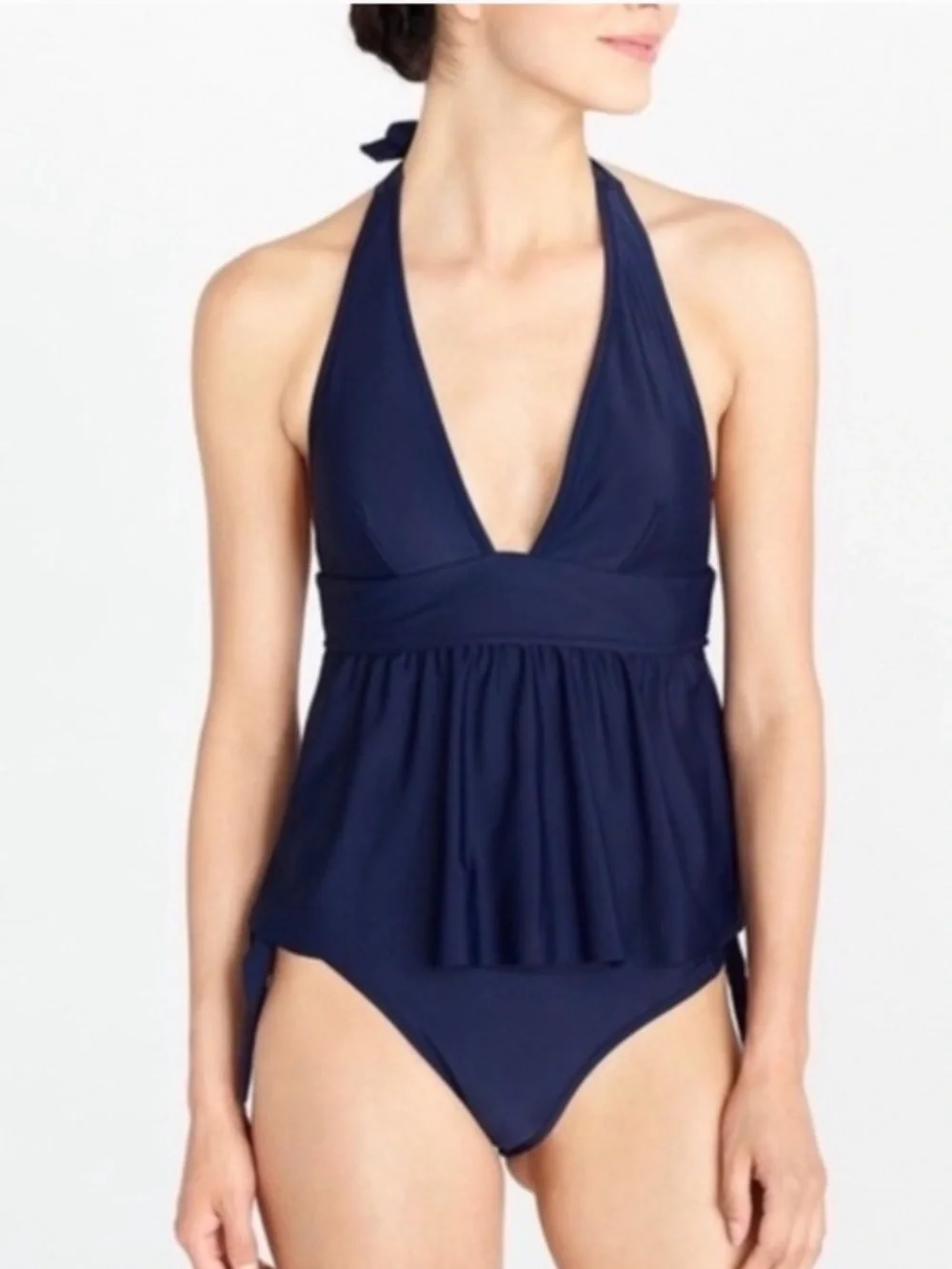 J. Crew Peplum Halter Tankini Swim Top Size Small